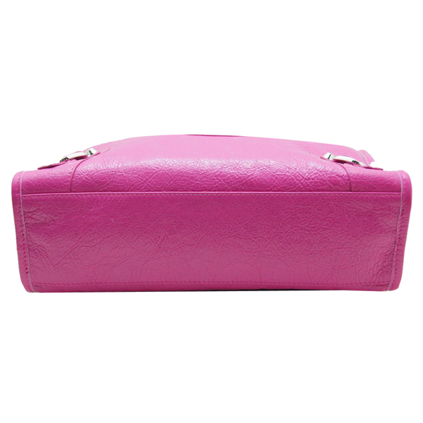 BALENCIAGA City S 小羊皮銀釦機車包(粉色)