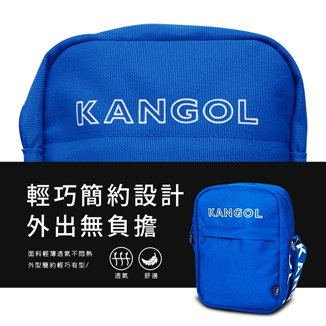 KANGOL LIBERTY系列 韓版潮流LOGO背帶小型側背包-藍色 KG1194