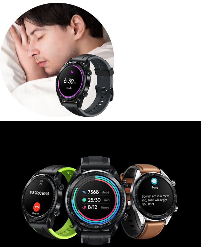 HUAWEI Watch GT 運動智慧手錶 (馬鞍棕皮膠錶帶)