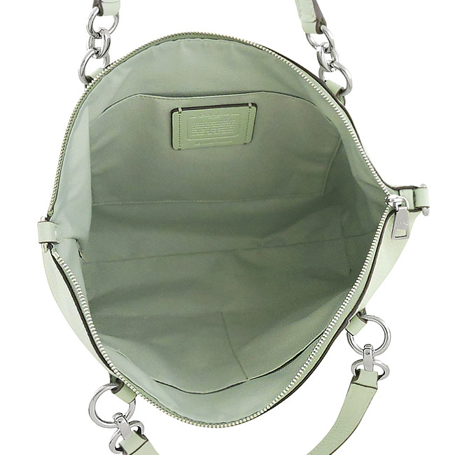 COACH 嫩芽綠色荔枝紋皮革手提/斜背兩用包