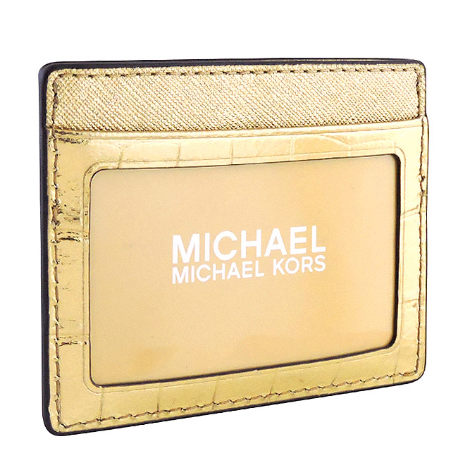 MICHAEL KORS Kent 輕量尼龍斜背包+鱷魚紋牛皮名片夾(磚紅色/大型+金色)