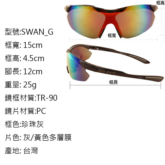 MOLASPORTS摩拉運動太陽眼鏡 多層彩色鍍膜 UV400 男女 跑步 高爾夫 自