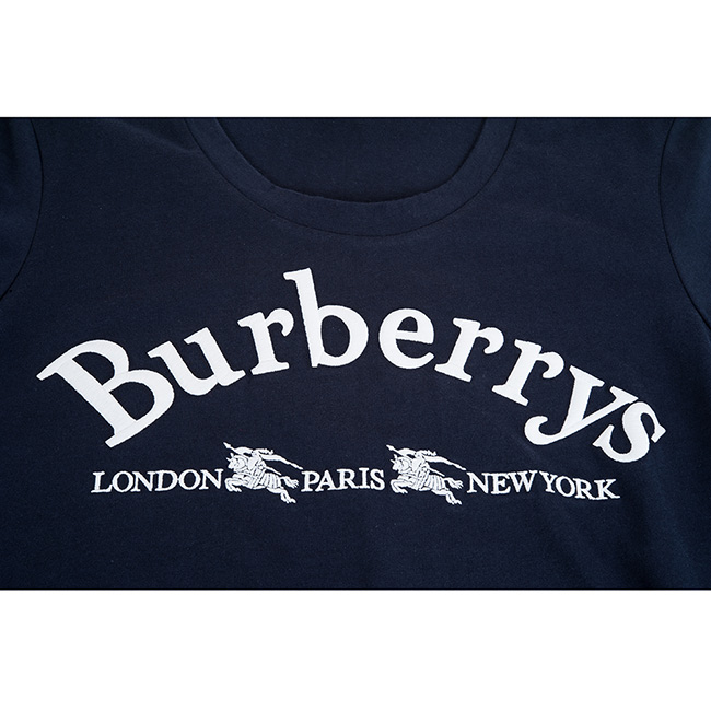BURBERRY 經典藏徽標繡飾棉質T恤 (深藍)