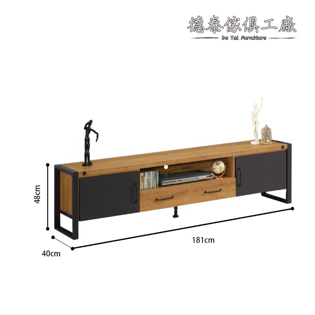 D&T德泰傢俱 Bronx工業風 6尺長櫃-181x40x48(cm)