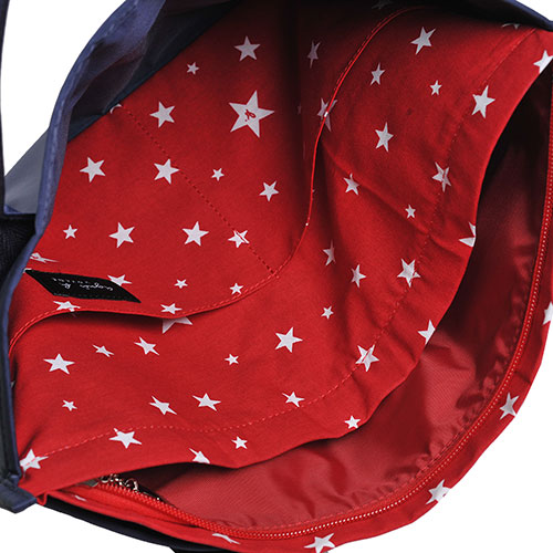 agnes b. 繽紛星星內裡品牌字母b LOGO水餃包(小/深藍/紅)