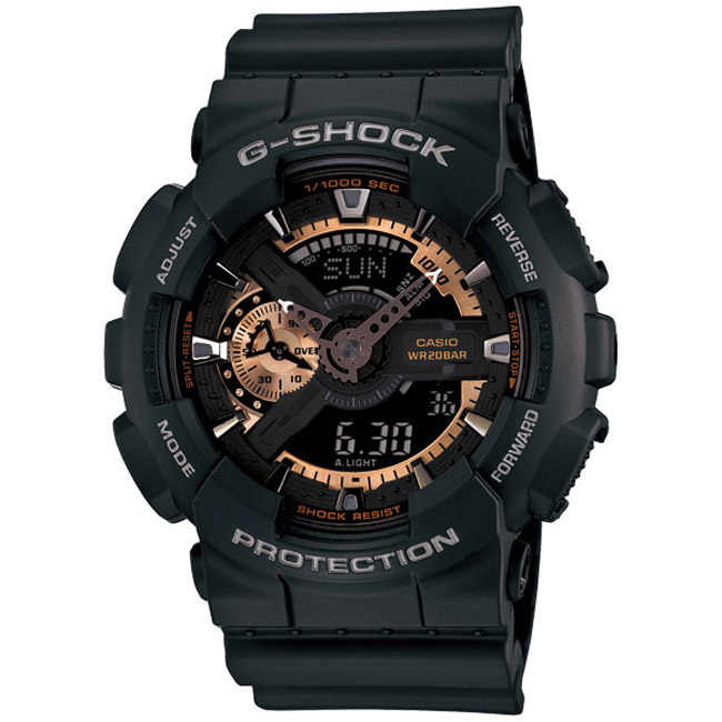 G-SHOCK 重機黑金潮流雙顯運動錶(GA-110RG-1A)-黑/51.2mm