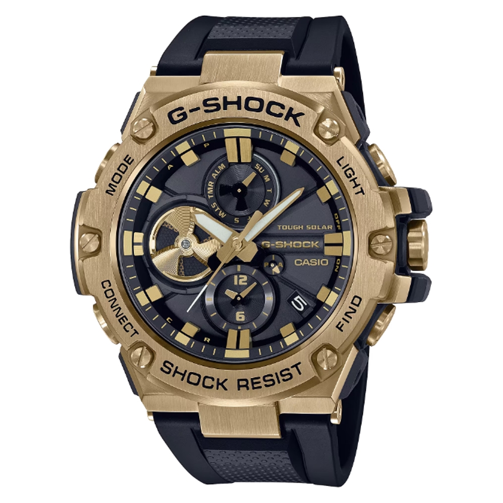 CASIO卡西歐G-SHOCK G-STEEL 金屬殼太陽能智慧藍芽錶-GST-B100GB-1A9