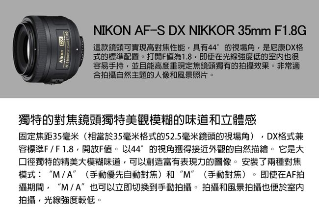 NIKON AF-S DX NIKKOR 35mm F1.8G (平行輸入)彩盒