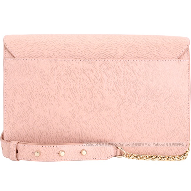 FURLA Metropolis 粉裸色壓紋皮革肩背包(展示品)