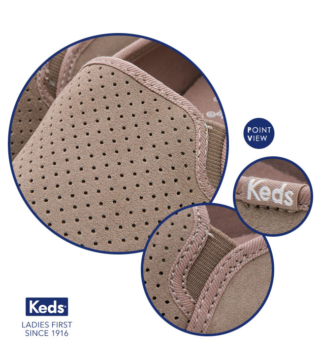 Keds 麂皮沖孔休閒便鞋-褐色