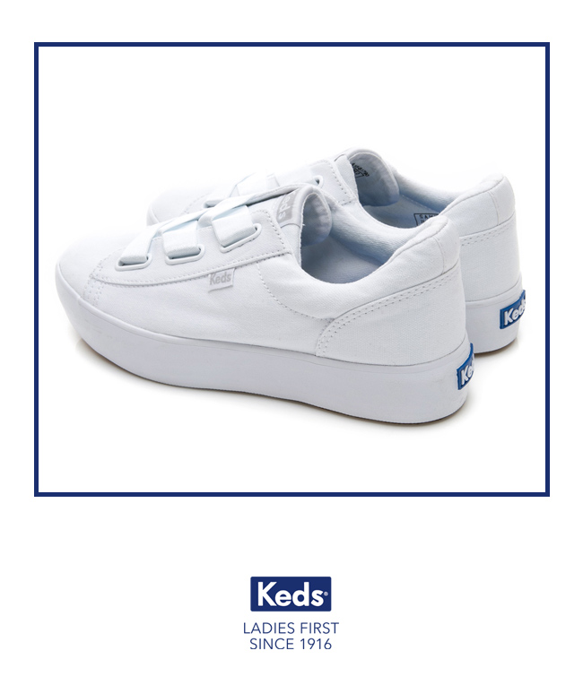 Keds TRIPLE CROSS 彈性鞋帶厚底休閒鞋-白色