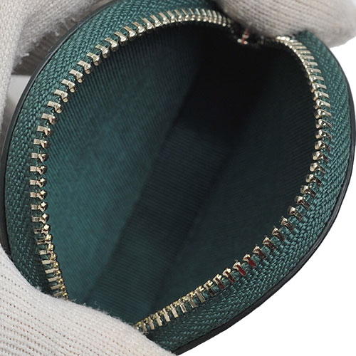 agnes b.經典品牌字母LOGO皮革掛飾零錢包(墨綠)