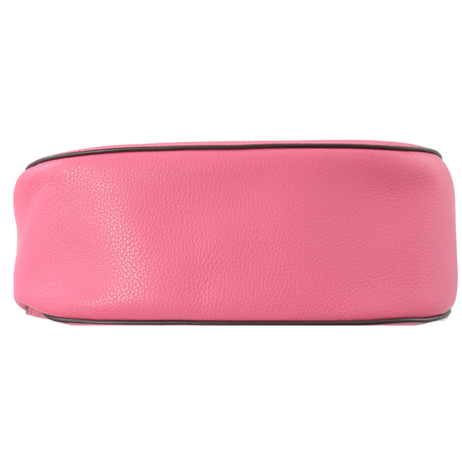 COACH 復古烙印大馬車LOGO牛皮彎月肩背包(桃色/大)