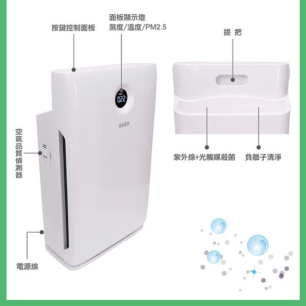 SABA PM2.5顯示抗敏空氣清淨機 SA-HX01