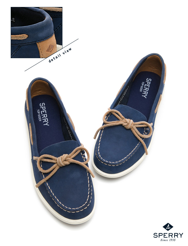 SPERRY 頂級牛皮經典手工縫製帆船鞋(女)-海軍藍