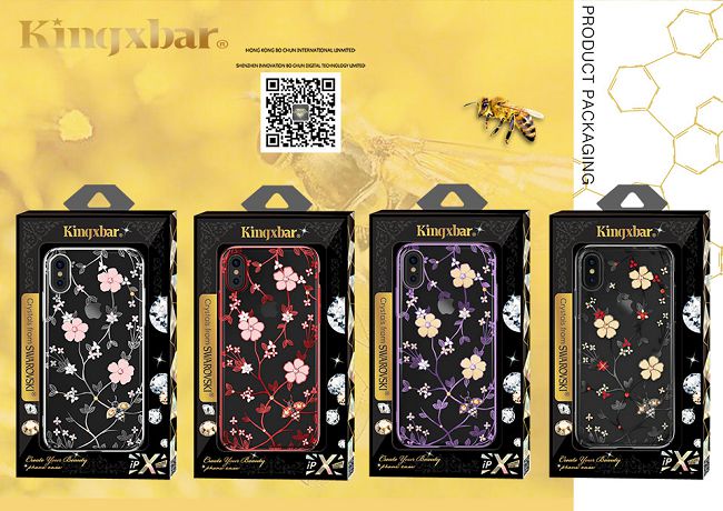 Kingxbar iPhone X 施華洛世奇彩鑽保護殼-蜂靡紅