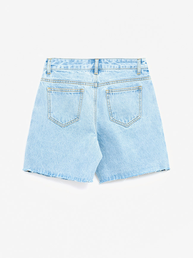 H:CONNECT 韓國品牌 女裝-水洗特色牛仔短褲-藍