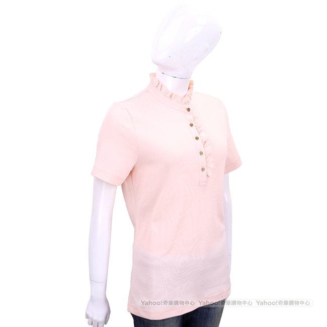 TORY BURCH Deneuve Polo 木耳邊飾短袖休閒衫(芭蕾粉)