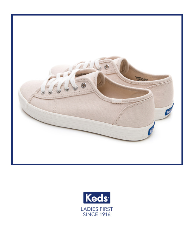 Keds KICKSTART 極簡素面綁帶休閒鞋-淺粉