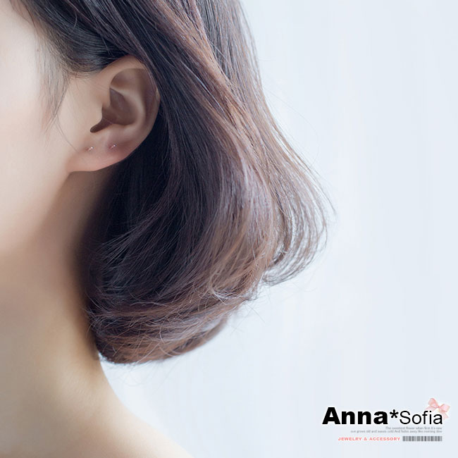 AnnaSofia 耳針型耳棒 999純銀針耳針耳環(三對入)