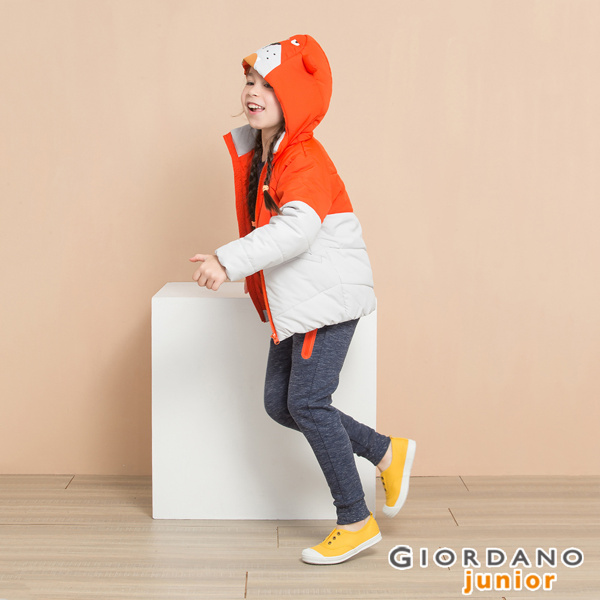 GIORDANO 童裝3D動物造型可拆帽舖棉外套-39 桔子色