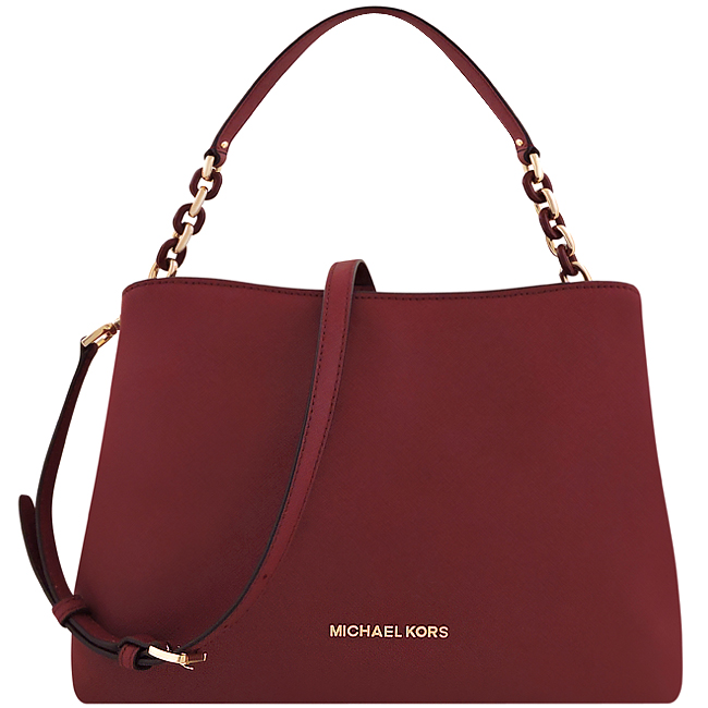 MICHAEL KORS Sofia 防刮牛皮鍊帶肩背/斜背兩用包(紅色)