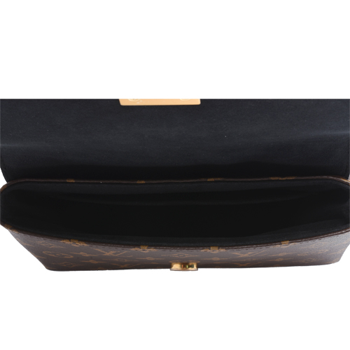 LV M44141經典LOCKY BB Monogram帆布牛皮飾邊磁釦手提/斜背包(黑)