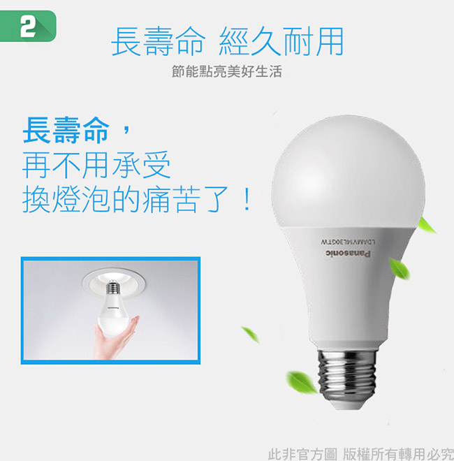 Panasonic國際牌 超廣角9.5W LED燈泡 3000K-黃光 3入