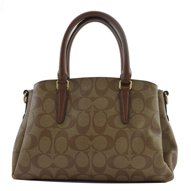 COACH金屬LOGO經典PVC雙層兩用包(咖/小)