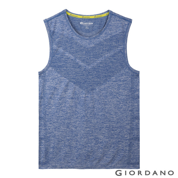 GIORDANO 男裝G-MOTION Coolmax無縫運動背心-04 雪花琉璃藍