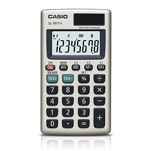 CASIO8位數大字幕攜帶型計算機-金(SL-797TV-GD)