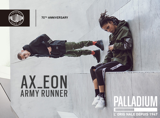 Palladium AX EON Army Runner復古慢跑鞋-男-黑