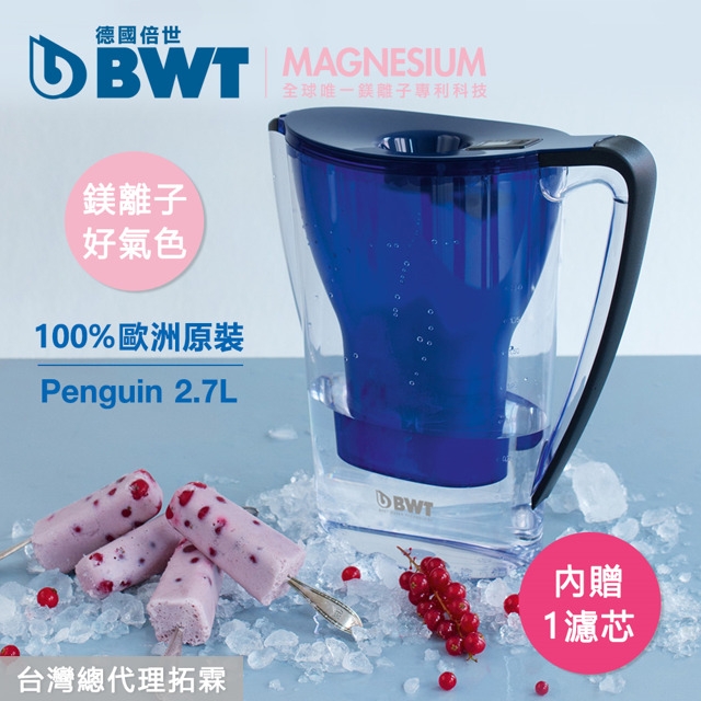 BWT德國倍世 Mg2+鎂離子健康濾水壺2.7L(內含一濾芯)-五色任選(快)