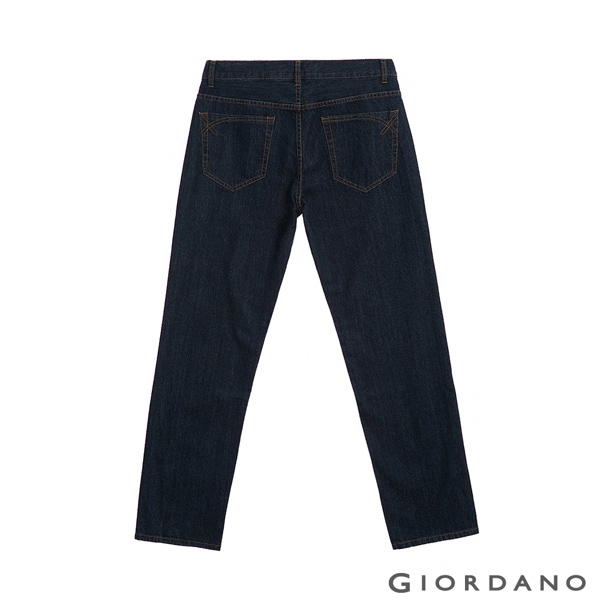 GIORDANO 男裝基本款中腰錐形牛仔褲 - 95 深藍