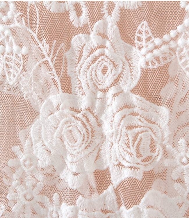 La Belleza玫瑰花朵葉子鏤空接紗蕾絲透視罩衫外套