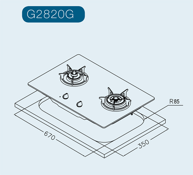 櫻花牌 G2820G 單邊防乾燒強化玻璃檯面式雙口瓦斯爐(桶裝/液化)
