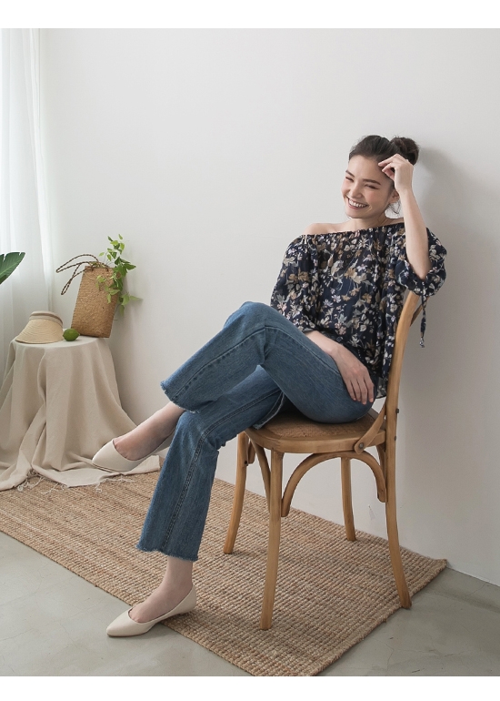 D+AF 微醺色調．素面美型低跟尖頭鞋＊米白