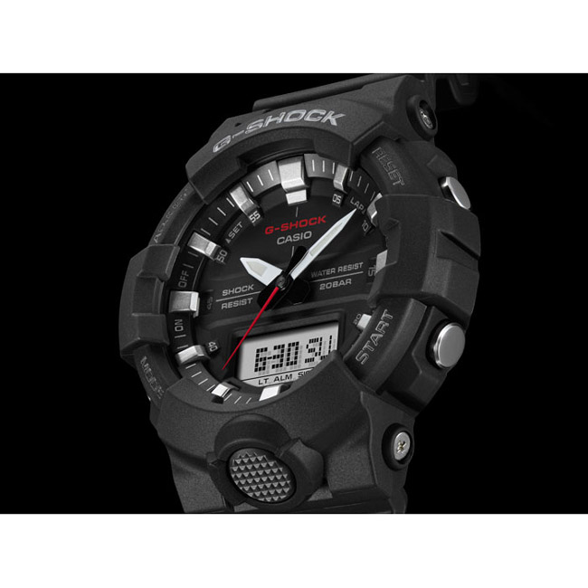 G-SHOCK 絕對強悍輕薄3D雙顯運動錶(GA-800-1A)-黑/48.6mm