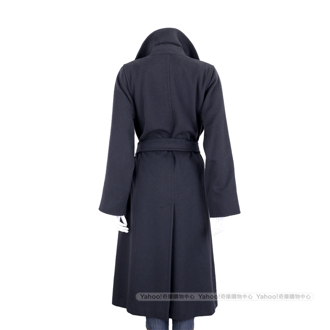 Max Mara 黑色綁帶羊駝毛長版大衣
