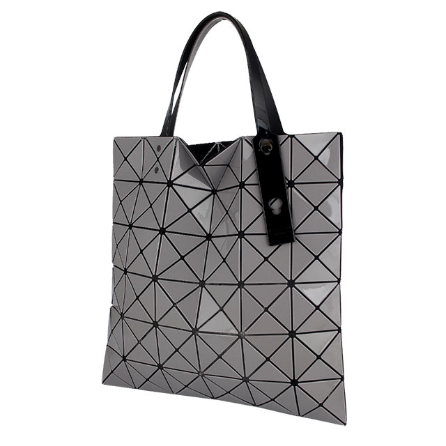 ISSEY MIYAKE 三宅一生BAOBAO跳色背帶三角方格6x6透光手提包(灰色)