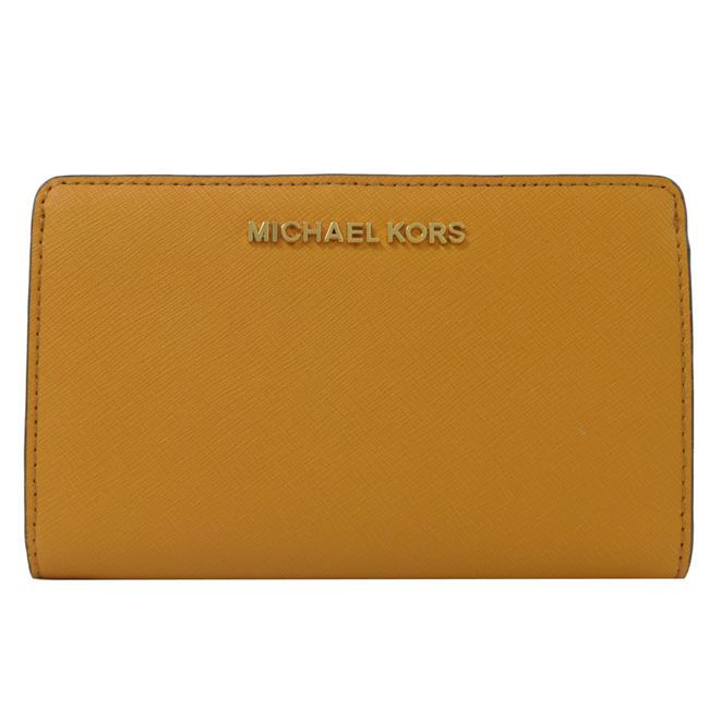 MICHAEL KORS Jet Set 金屬logo對開中夾(黃)