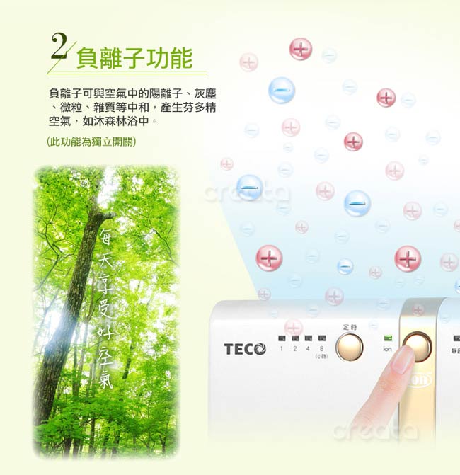 TECO東元 8坪 負離子空氣清淨機 NN1601BD 福利品