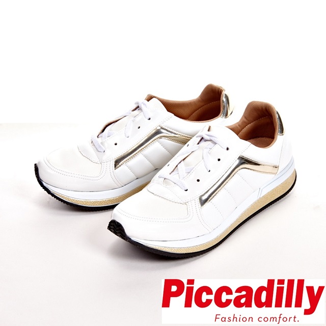 Piccadilly 舒適柔軟 敲敲厚底運動鞋 女鞋-銀白(另有黑)