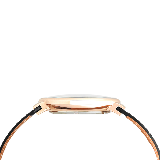 Valentino Coupeau 范倫鐵諾 古柏 時尚極簡設計腕錶【玫瑰/黑皮/黑釘】