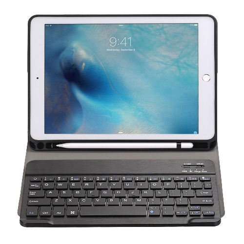 2018iPad/Pro9.7/Air2/Air專用筆槽型分離式藍牙鍵盤/皮套