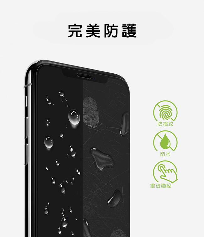 Rearth Apple iPhone Xs 滿版抗衝擊螢幕保護貼(兩片裝)
