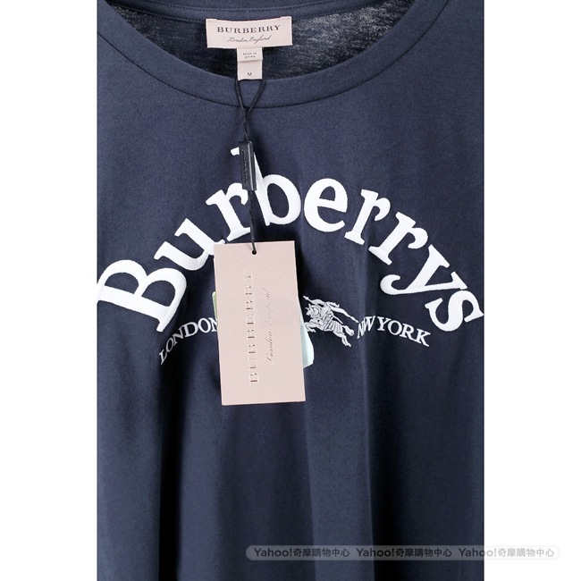 BURBERRY 典藏徽標繡飾棉質T恤(深藍色)