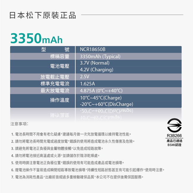 【日本松下原裝正品】18650充電式鋰單電池 3350mAh 2入+收納防潮盒