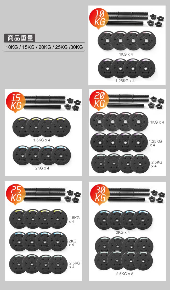 【FIT SO】F2槓鈴啞鈴訓練兩用組(15KG)