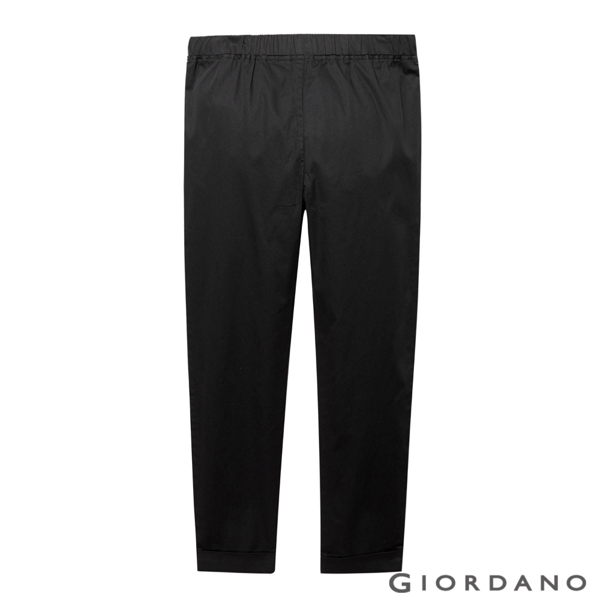 GIORDANO 女裝純棉中腰九分休閒褲-09 標誌黑